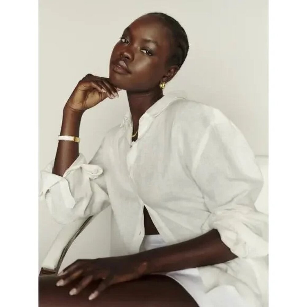 Reformation Preston Linen Top in Ivory